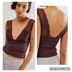 Free People Brown Power Play Lace Cami